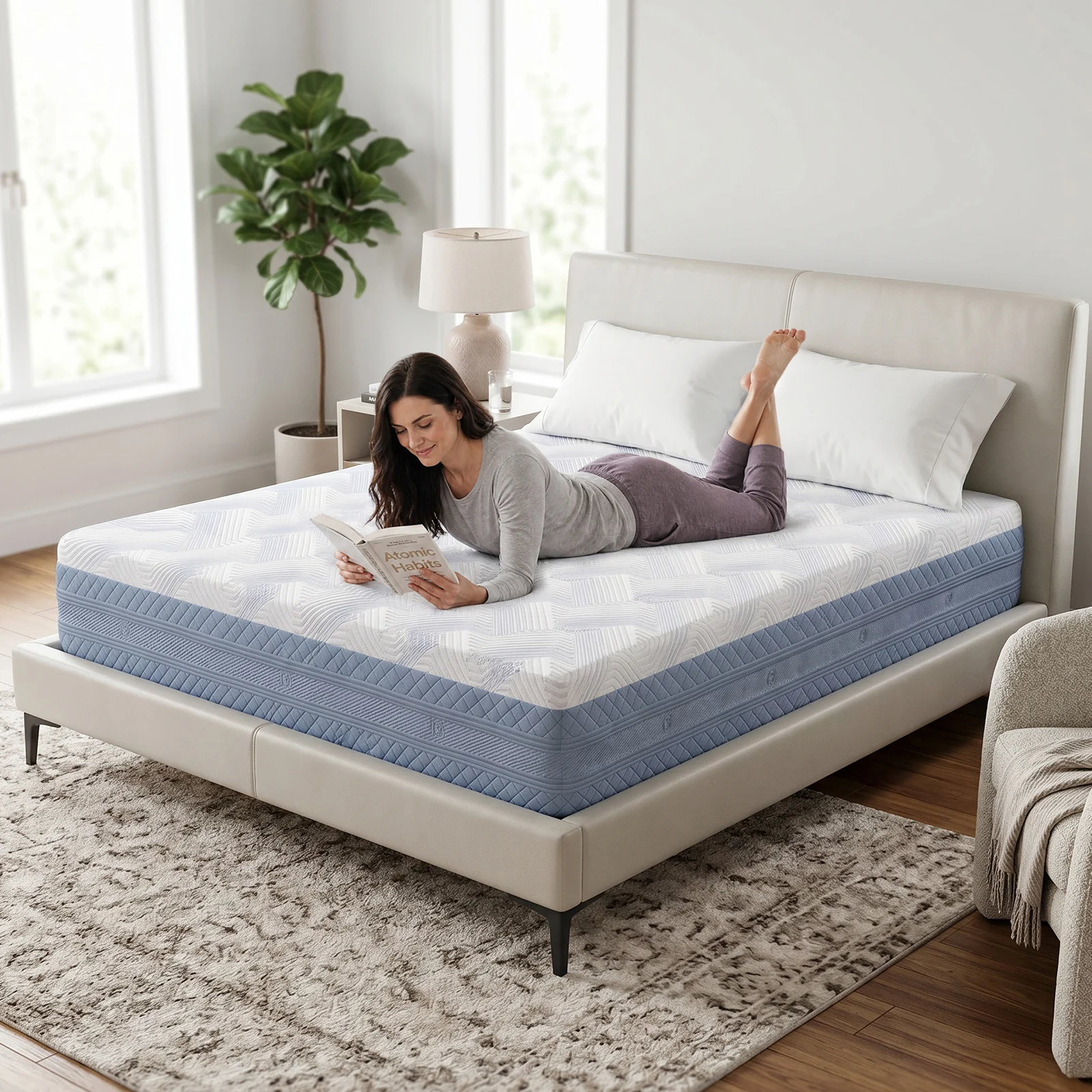 80x40.55x12in King Size Mattress High Density Soft Support Memory Foam Mattress Safety Certified King Size Memory Foam Mattress