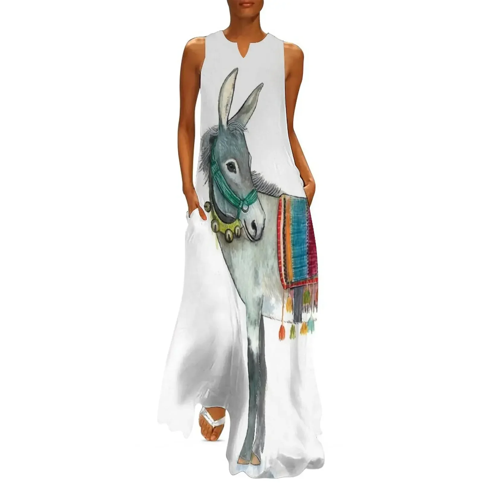 

Cute watercolor donkey Long Dress women's clothing summer 2025 novelties Evening gown fairy dress dress