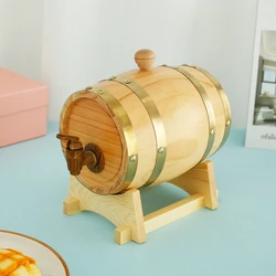 1.5L Vintage Wooden Timber Wine Barrel for Whiskey Rum Port Wood Beer Barrel Sealing Brandy Bucket Dispenser Wine Storage