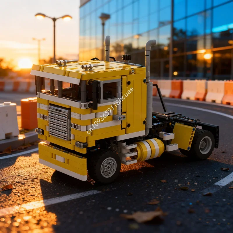 

Набор для сборки технической модели грузовика Freightliner FLB (998 деталей), желто-белый, конструктор, рождественский подарок, креативная идея, игрушка для детей на день рождения