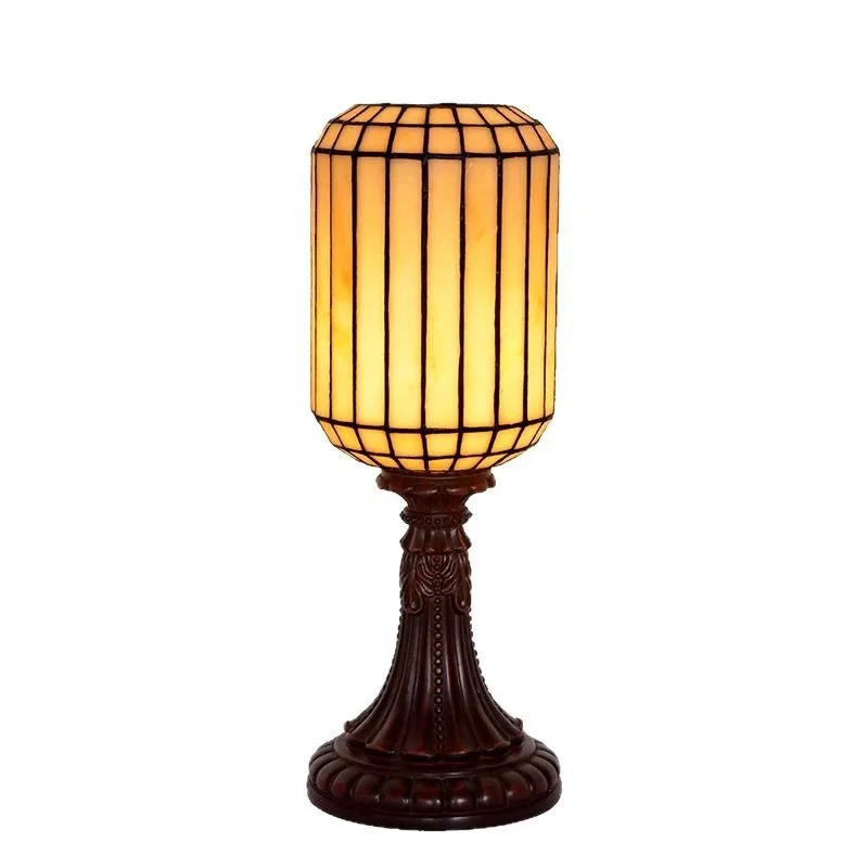

6 inch Chinese antique vertical lantern desk lamp bedroom study bedside stained glass lamp