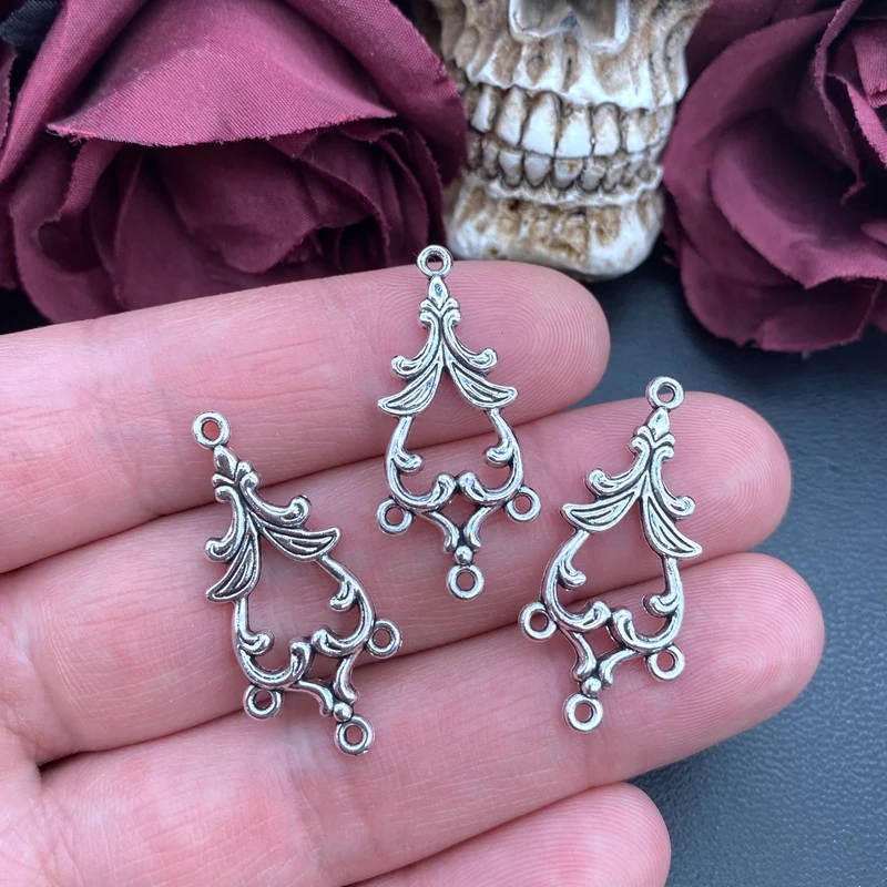 10pcs 34*16mm Antique Silver Earring Connectors Charms Pendant Designer Charms Fit Jewelry Making DIY Jewelry Findings view 4