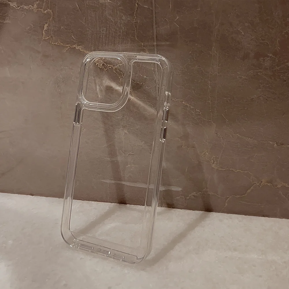 Klare Acryl-Rückseite, schützende, stoßfeste Hülle für iPhone 16, 15, 14, 13, 12, Pro Max – galvanisierte Seitentasten