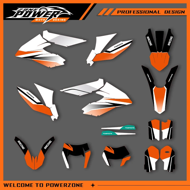 

POWERZONE мотокросс команда графический фон наклейки наборы наклеек для KTM 2012-2017 2018 2019 2020 Freeride индивидуальный номер 02