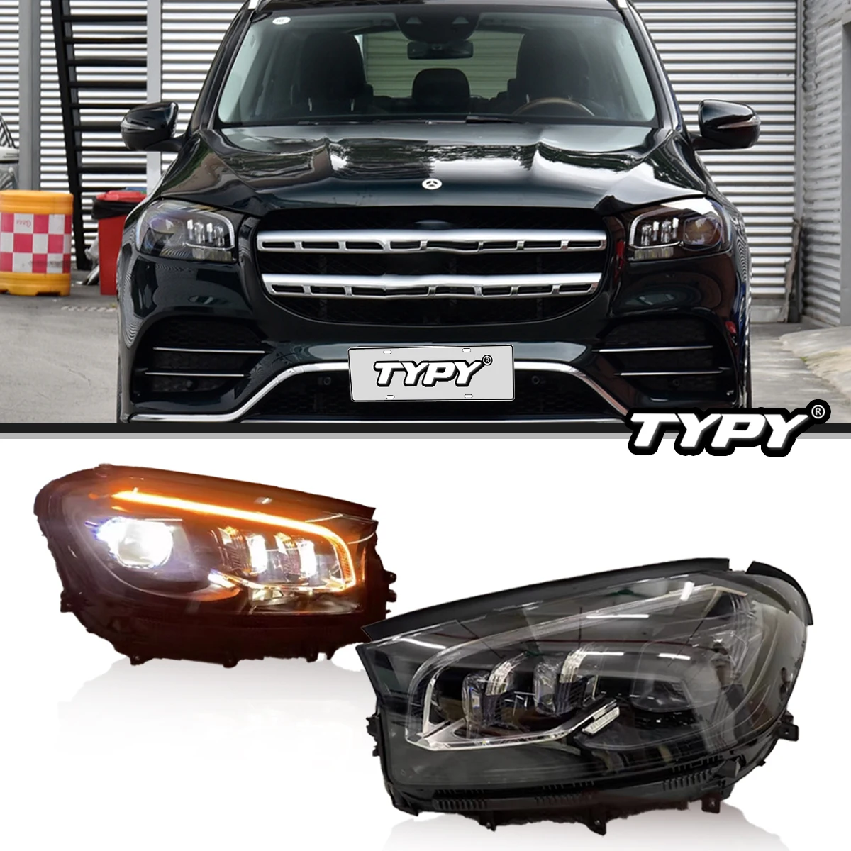 

TYPY New LED Headlight Upgrade Modified Full Head Lamp For Benz GLS W167 2019-2021 Turn Signals Daytime Running Lights