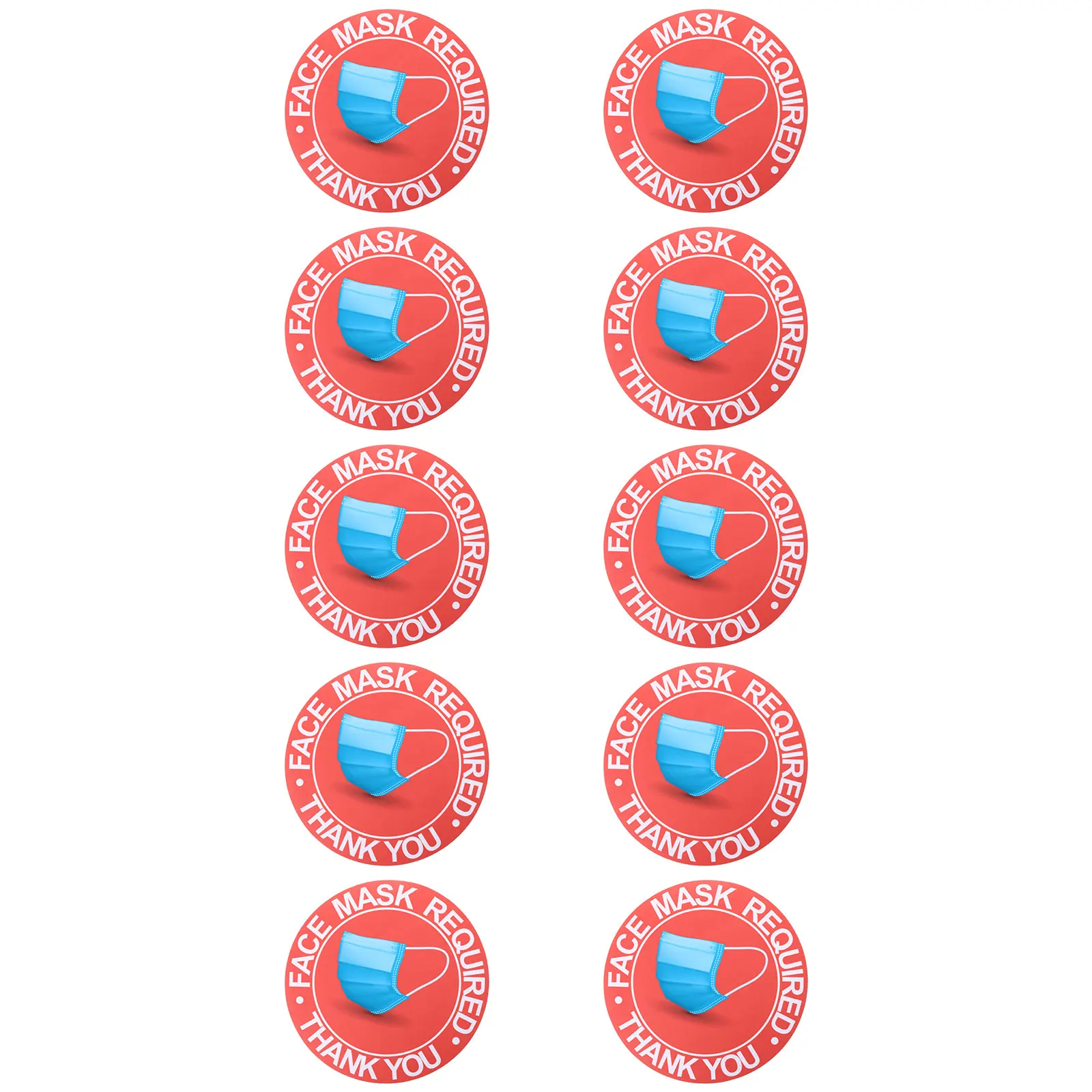 

10Pcs Face Mask Required Sticker PVC Warning Sign Public Safety Waterproof Wall Decal Office Use Signage