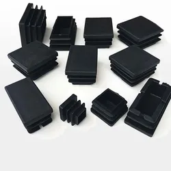 Black Hole End Caps Inserts Seal Plugs Chair Foot Pad PE Plastic Square Pipe Plugs 20x30 40x60 40x80 50x100mm