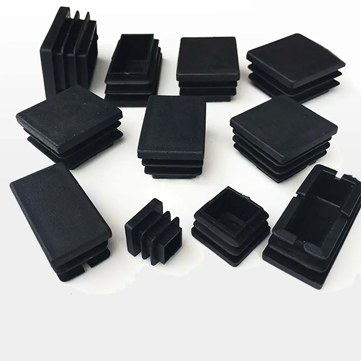 10/20/30Pcs PE Plastic Square Pipe Plugs 20x40 25x38 25x50 30x50 30x60mm Black Hole End Caps Inserts Seal Plugs Chair Foot Pad