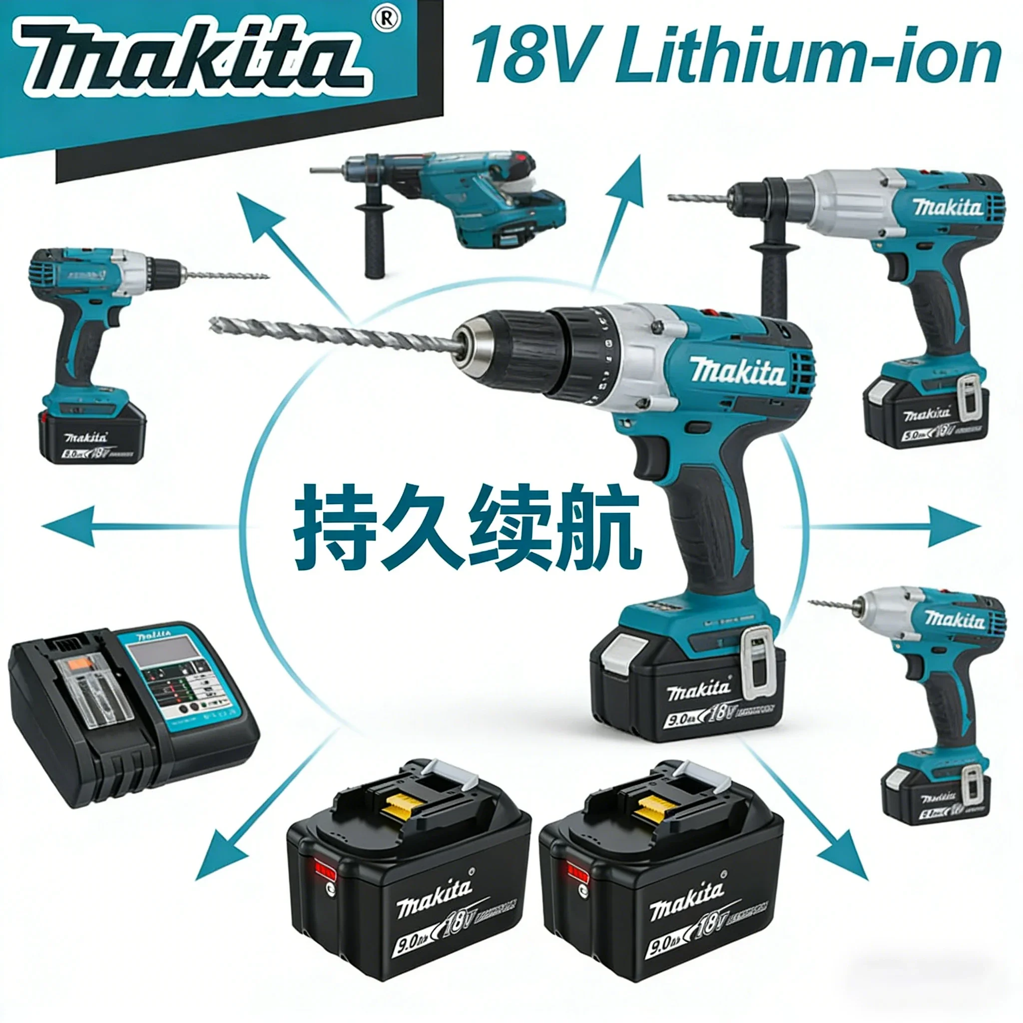 

Оригинальный аккумулятор Makita 18В BL1890 BL1850 BL1860 BL1830 BL1815 BL1840 LXT400 9.0Ач для инструментов Makita 18В, аккумулятор для дрели
