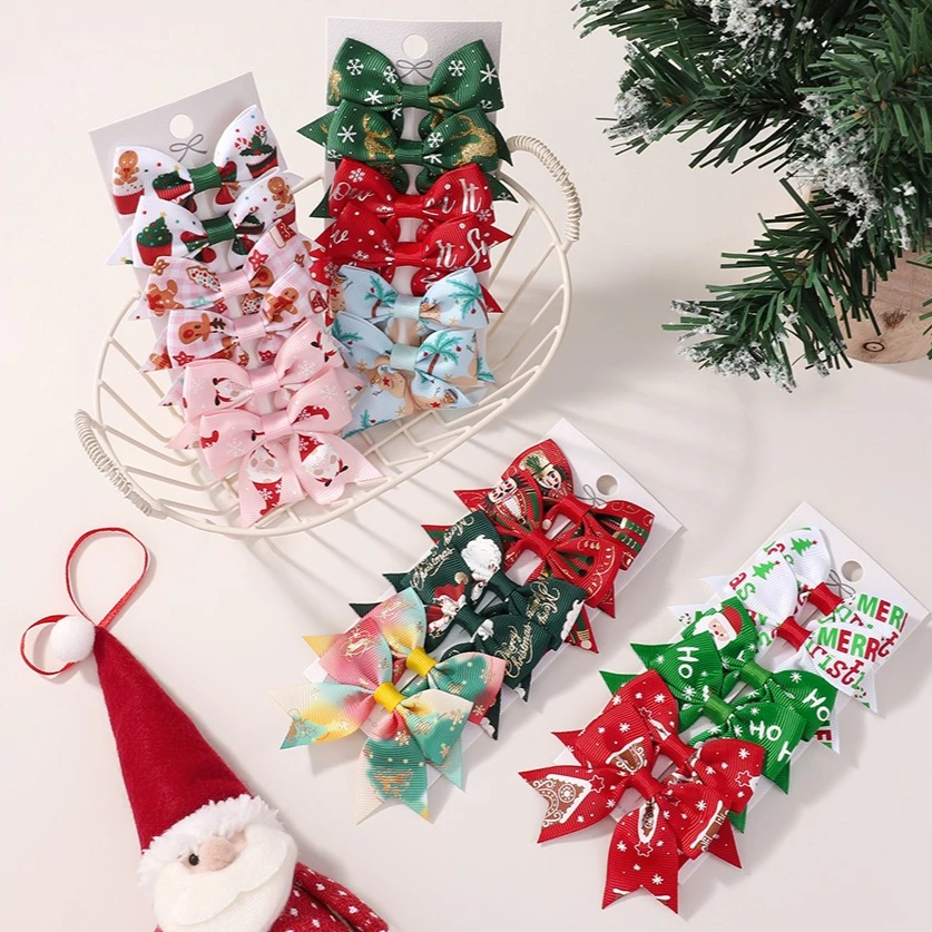 6 قطعة/المجموعة الاطفال عيد الميلاد إكسسوارات الشعر سانتا كلوز طباعة مقاطع الشعر الانحناء دبابيس الشعر الفتيات الشعر ديكور غطاء الرأس الهدايا #4