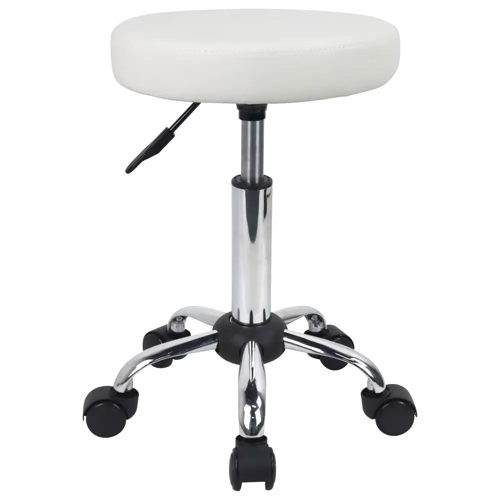 MultiPurpose Rolling Stool with Wheels for Spa Adjustable Drafting Stool White