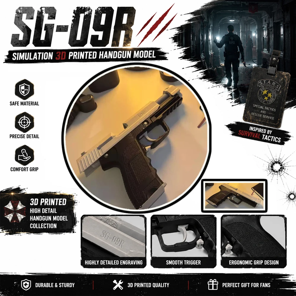 

3D Printed SG-09R Style Handgun Model Toy Simulation Pistol Prop Display Collectible Gift for Boys