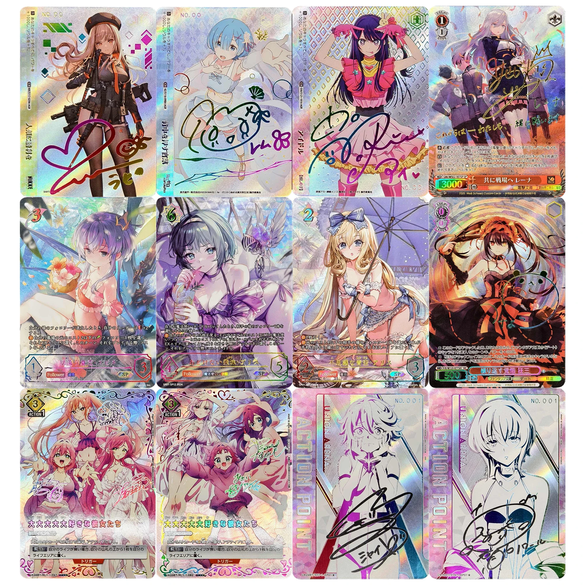 

Diy Anime Girl Rem Tokisaki Kurumi Signature Rare Flash Card Self Made Classic Game Anime Collection Card Gift Toy