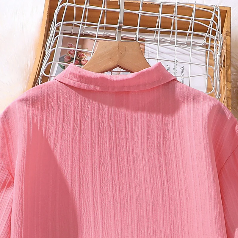 Mädchen Sets 4-16 Jahre Hemd Langarm Mantel + Lose Beiläufige Lange Hosen Für Mädchen Koreanischen Stil Anzüge sommer Mode Kleidung Sets – Detail 6
