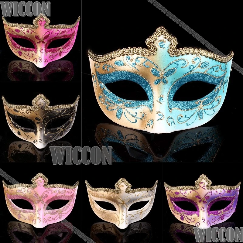 

Wholesale Women Half-Face Masquerade Masks Glitter Lace Venetian Style Dance Masks Ball Party Outfit Christmas Navidad Carnaval