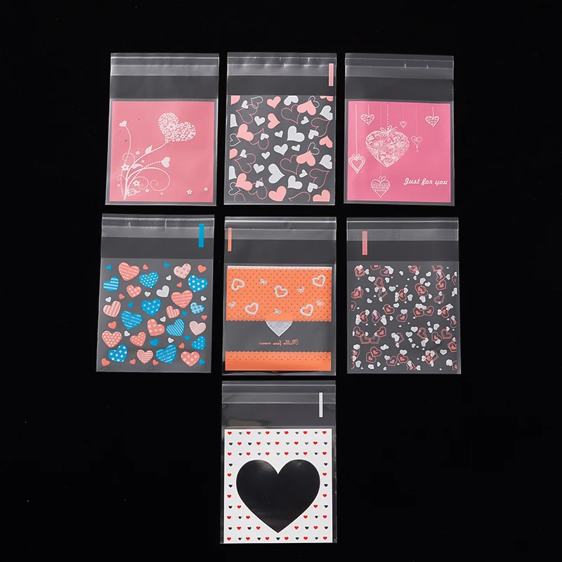100 stücke Herz Klar Süßigkeiten Tasche Transparente Taschen Cookie OPP Beutel Für Hochzeit Geburtstag Deco DIY Geschenke Schmuck Verpackung liefert – Detail 1