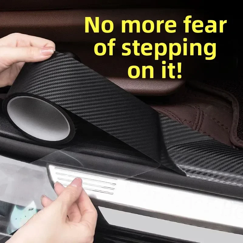 Carbon Fiber Look Car Door Sill Protector Sticker 1 Roll 5M, Anti Scratch Bumper Guard Tape, Universal for Car Motorcycle Bike