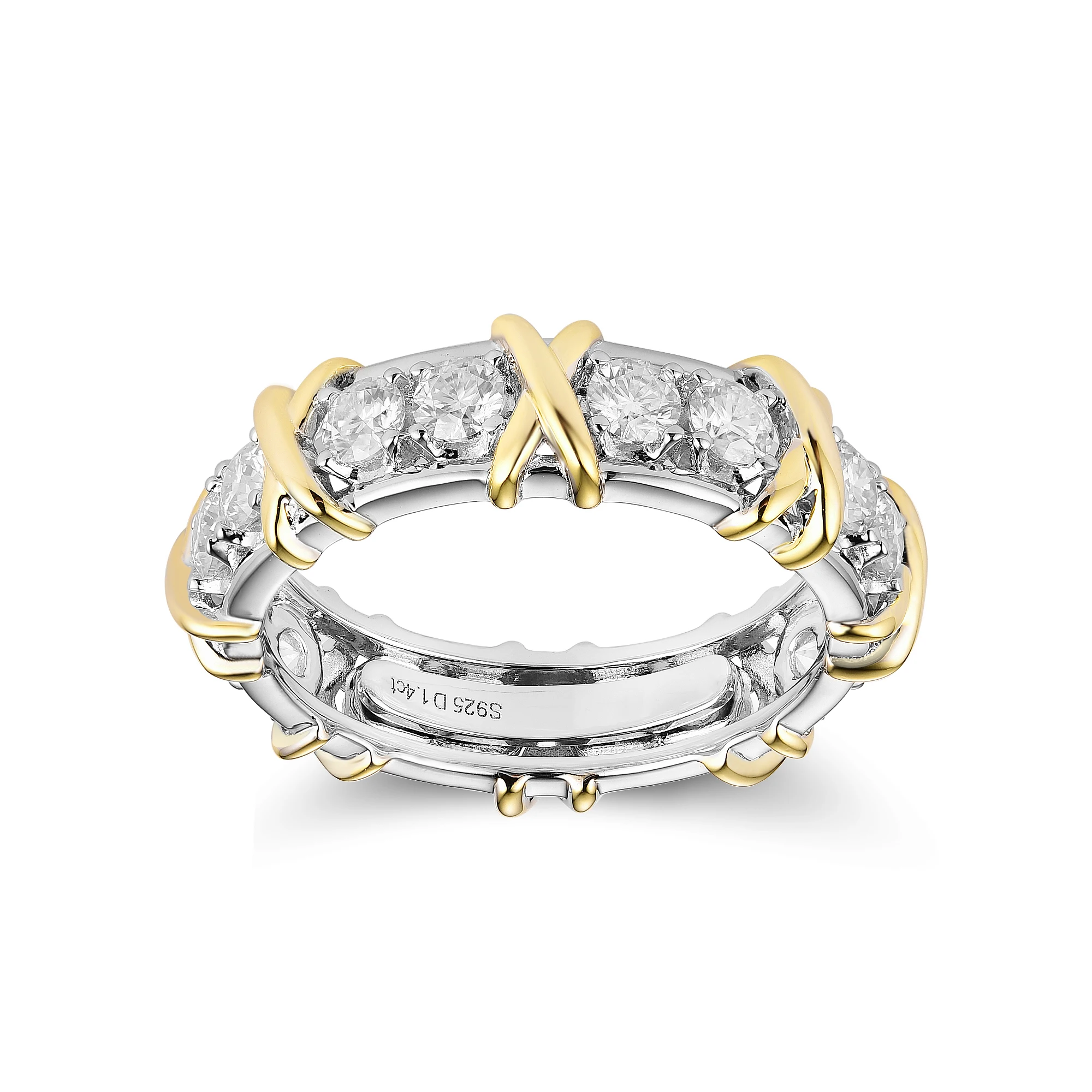 

Seasons of Shine 1.4ct Moissanite Wedding Ring Engagement for Women S925 Sterling Silver with Gold Plated Anniversary Gift