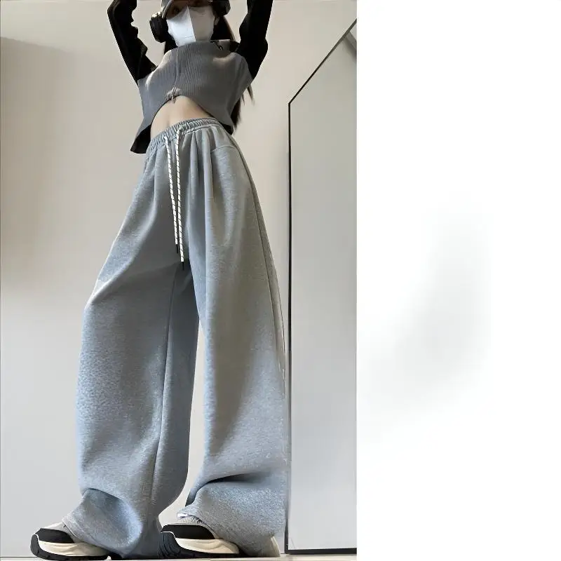 Pantalones de pierna ancha Reen Girls para mujer primavera Modal BF College plisados lechoso tierno melocotón personalizado pantalones con bandas ligeras neutrales