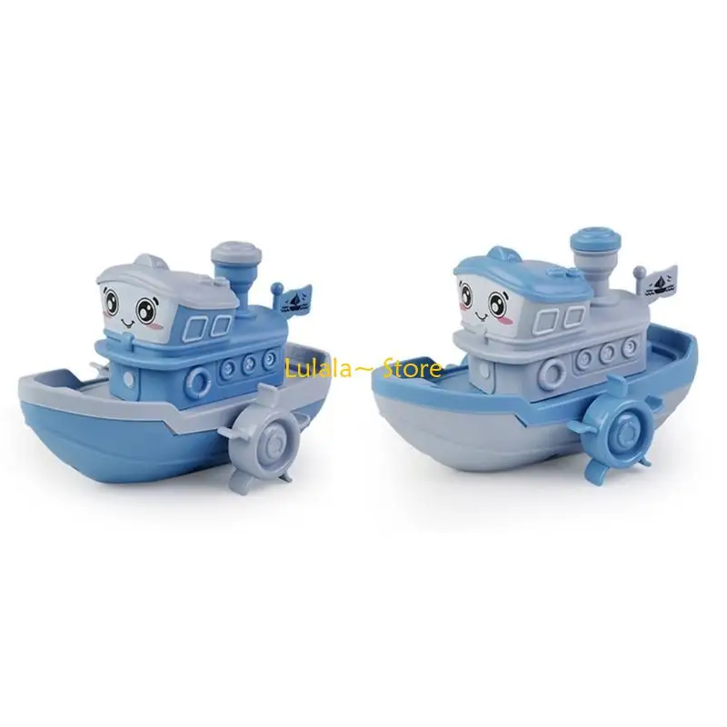 Y4QA Baby Bath Swimming Pool Water Wind-up Boat for Toddlers 1-3 Showering Hot Tub Floating Toy Cartoon Yacht