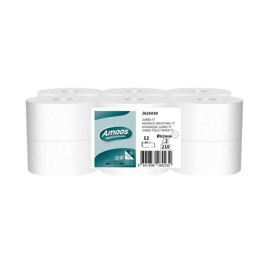 PAPEL HIGIÉNICO INDUSTRIAL AMOOS 12 ROLLOS