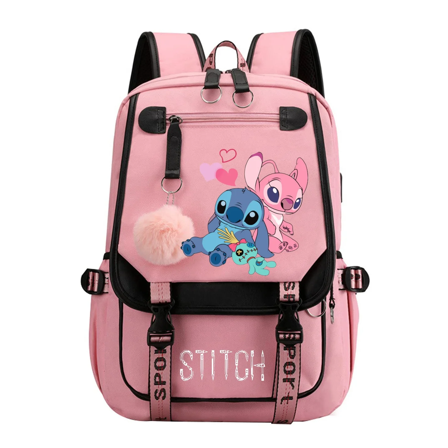 Disney Stitch Student Schoolbag Teen Large Capacity Lilo Cartoon Campus Two Color Backpack Laptop Rucksacks School Gift