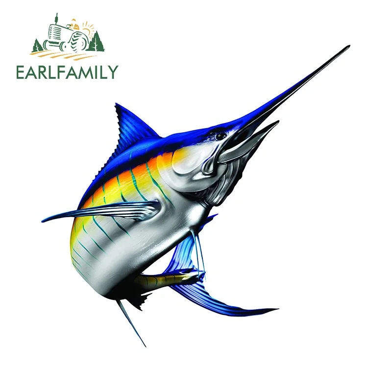 EARLFAMILY 13cm x 12.7cm Striped Marlin Beautiful Fish Car Styling Stickers Vinyl Waterproof Boat Decal RV VAN Car Accessories