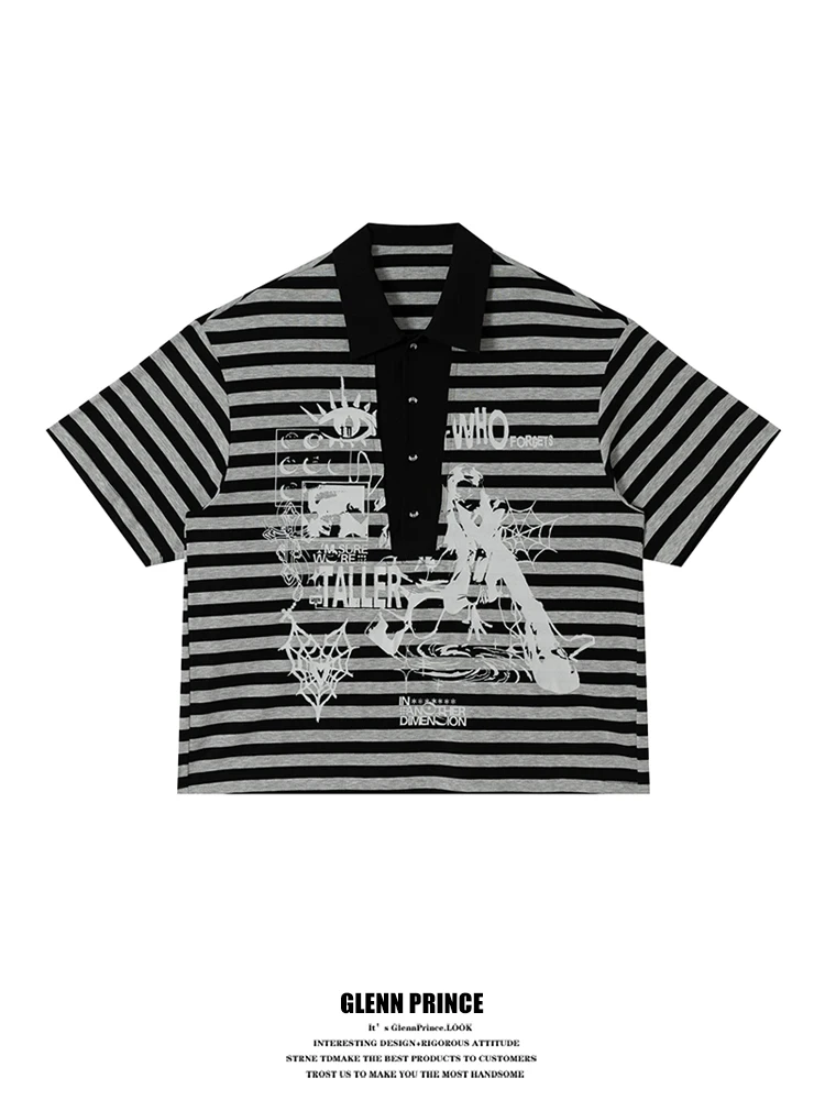 

GPstudio Summer Design Short Sleeve Shirt Men's Printed Collar T-Shirt Breathable Lightweight Casual Fashion