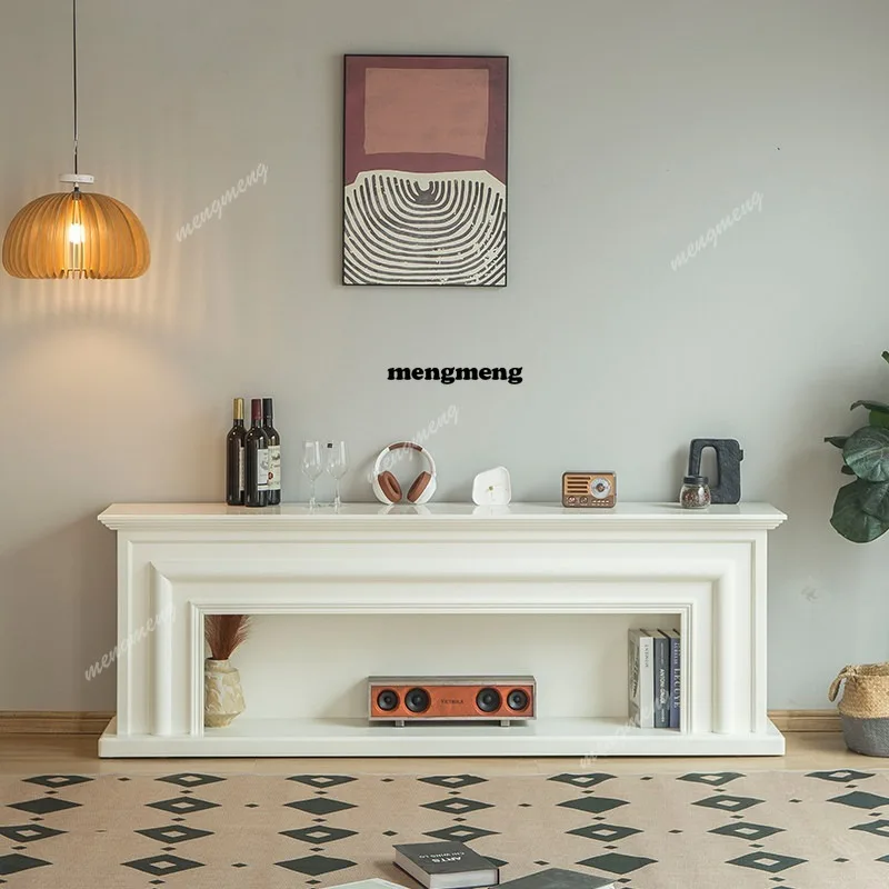 

Тумба из массива дерева для небольшой квартиры, для гостиной, под телевизор, с местом для камина, интегрированная с тумбой под ТВ.