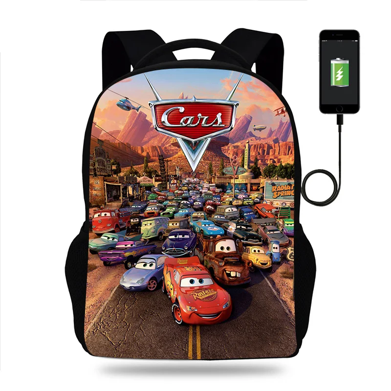 Disney Pixar Cars Lightning McQueen Backpack Boys Girls School Bag Teenager Book Bags Men Rucksack USB Travel Knapsack Mochila