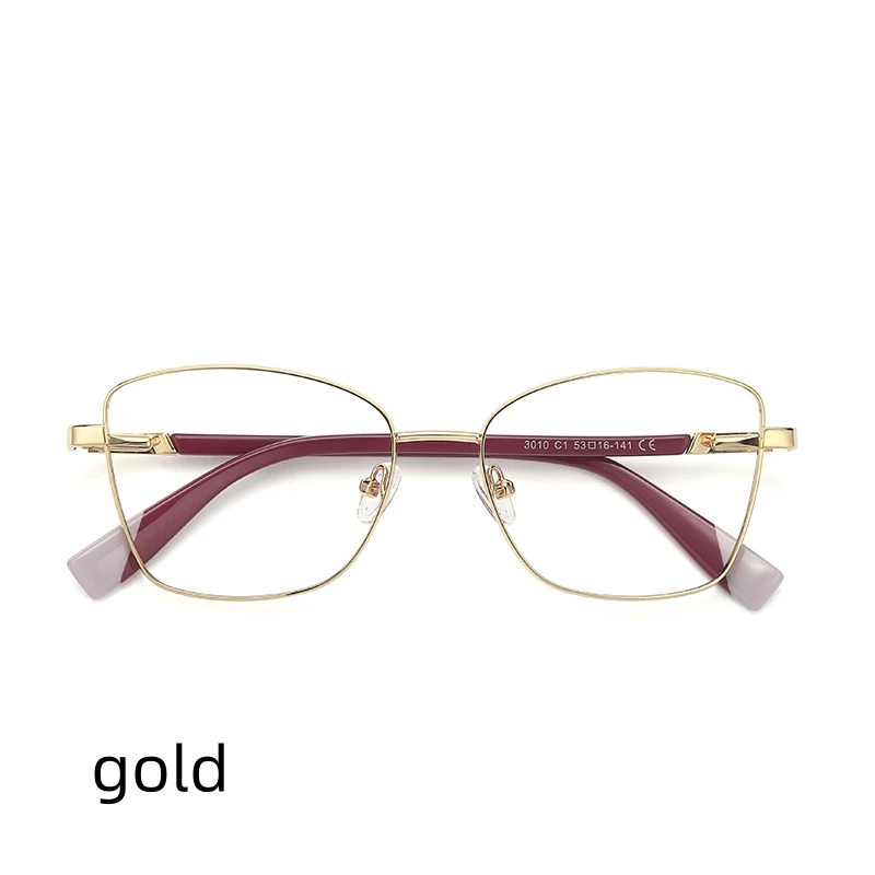 

moojolo 53mm New Cat Eye Anti-blue Light Glasses Women Metal Spring Leg Eyeglass Frame Optical Computer Glasses 3010