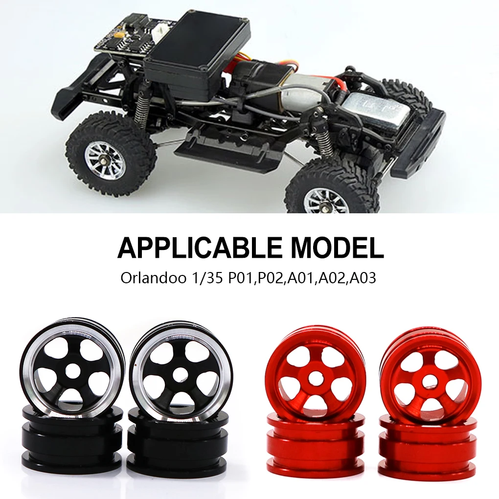 Aluminum Alloy 1/35 Metal Wheel Rims 4pcs Shock-proof Rc Metal Wheel Rims For Orlandoo P01 P02 A01 A02 A03 RC Car Part Black