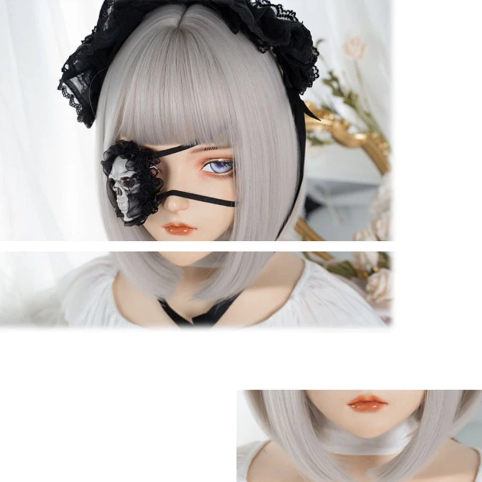 Milchig weißes Silber kurzes glattes Haar synthetische Perücke mit Pony schulter langes glattes Haar weibliche Perücke Cosplay Lolita