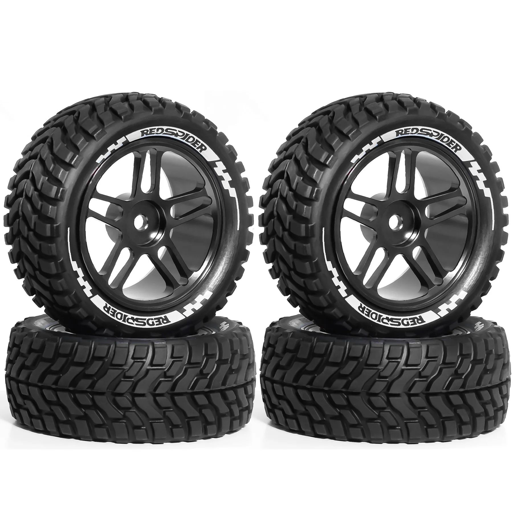 

1/10 Rally Rubber Tires & Aluminium Wheel Rims 12mm Hex OD 2.95" for 1/16 1/14 1/12 1/10 RC Touring Car On-Road Off Road Bugg