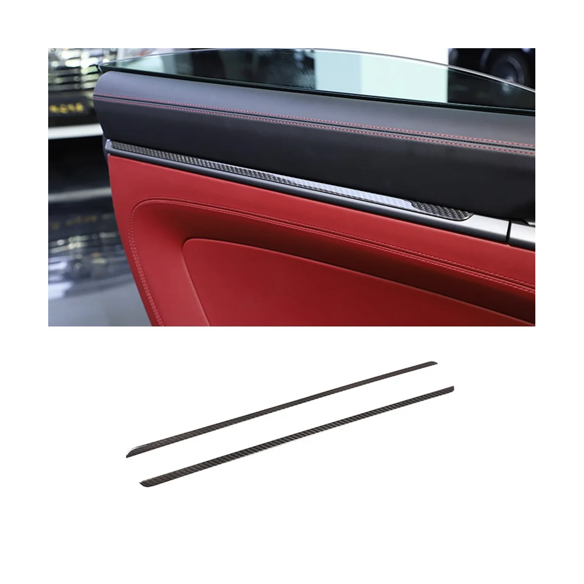 

For Porsche 911 2019 2020 Dry Carbon Fiber Car Door Panel Sticker Strip Cover Trim Decorative Interior Accessories