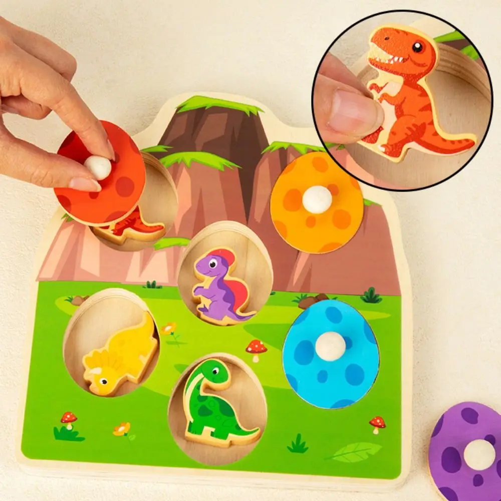 

Wooden Peg Wood Dinosaur Jigsaw Educational Preschool Animal Domino Puzzle Early Learning Montessori Toddler Puzzles