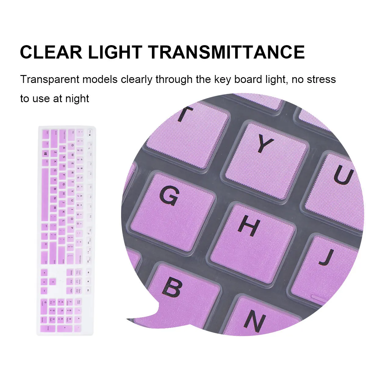 

2pcs Silicone Keyboard Cover Thin Waterproof Dust Proof Protective Film For Kb216P Kb216T Wk636 Gradient Blue Purple