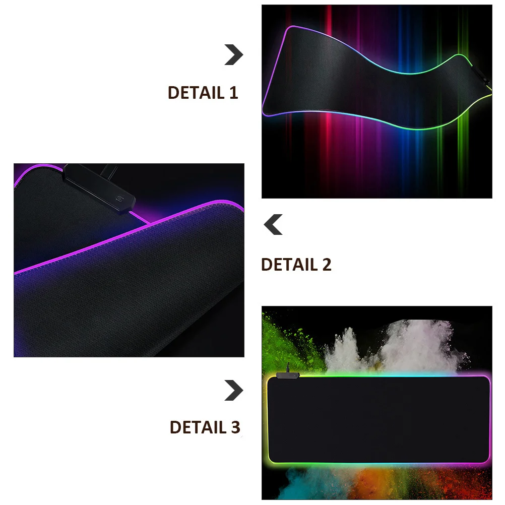 Rgb LED 마우스 매트 방수 먼지 방지 빛나는 마우스 패드 미끄럼 방지 게임용 마우스 패드 컴퓨터 액세서리