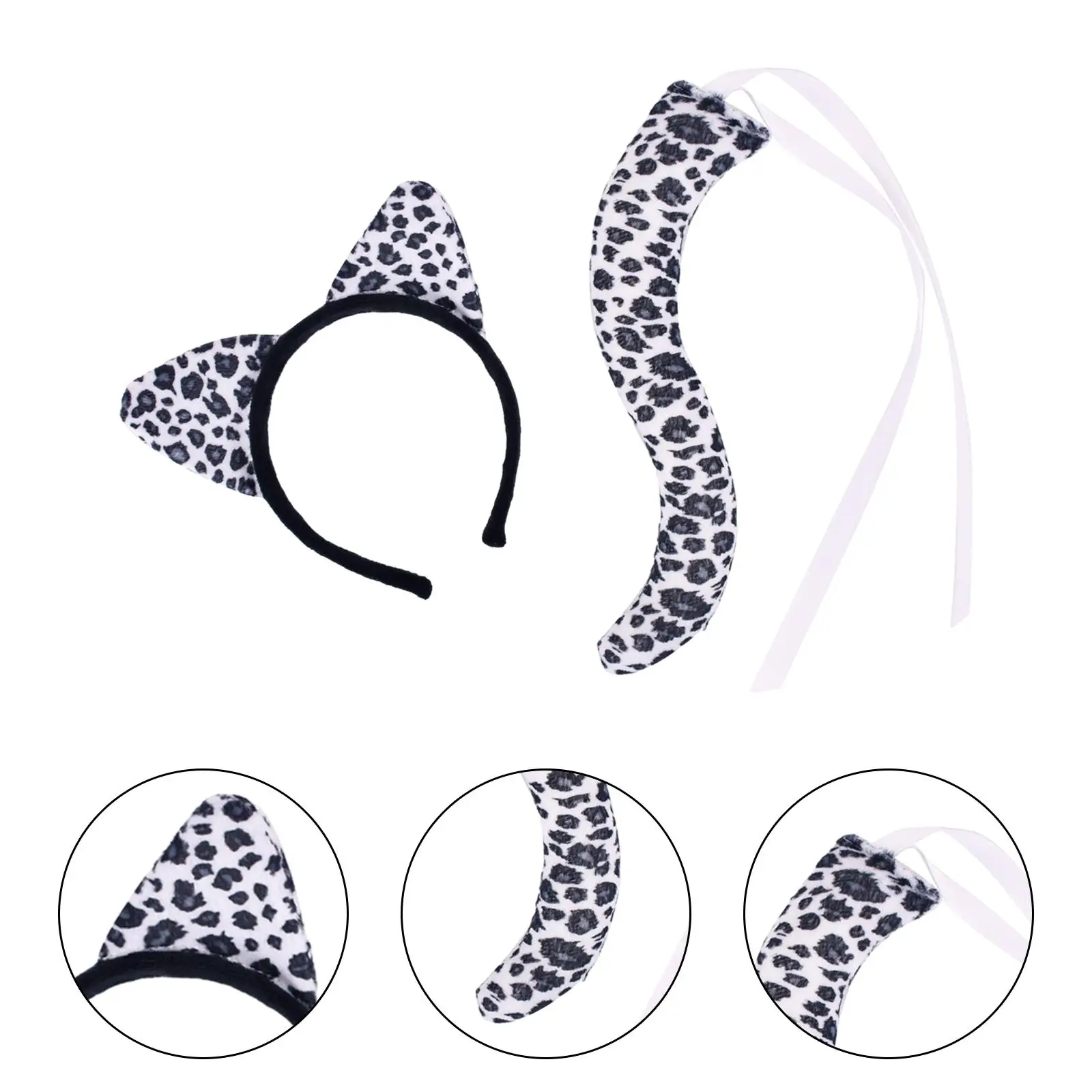 Panther Ears and Long Tail Set Costume Props for Party Halloween Masquerade