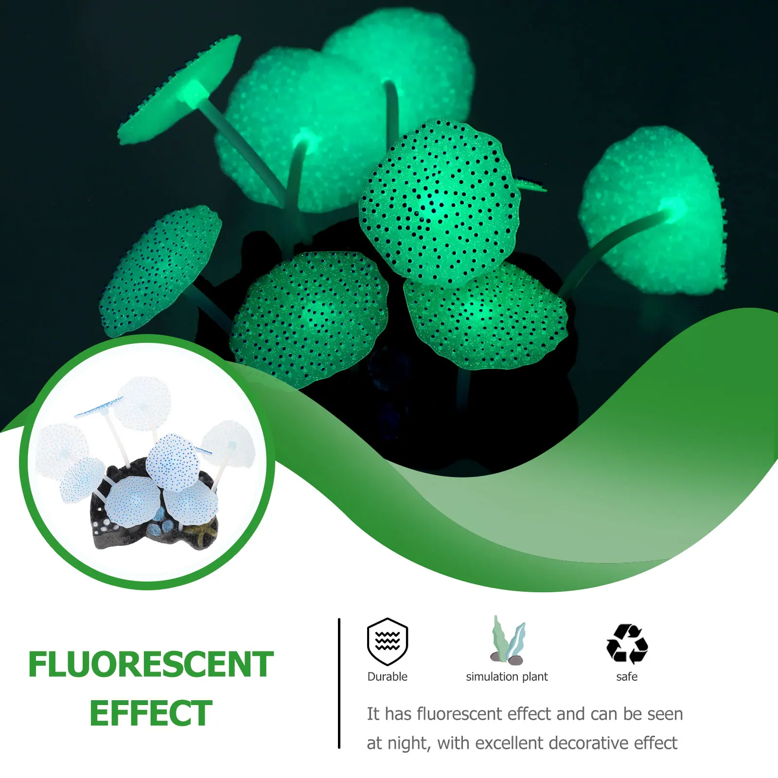 

Aquarium Aquatic Plant Decoration Lifelike Fish Tank Landscape Rockery Ornament Fluorescent Silicone Simulation Aquatic Plant