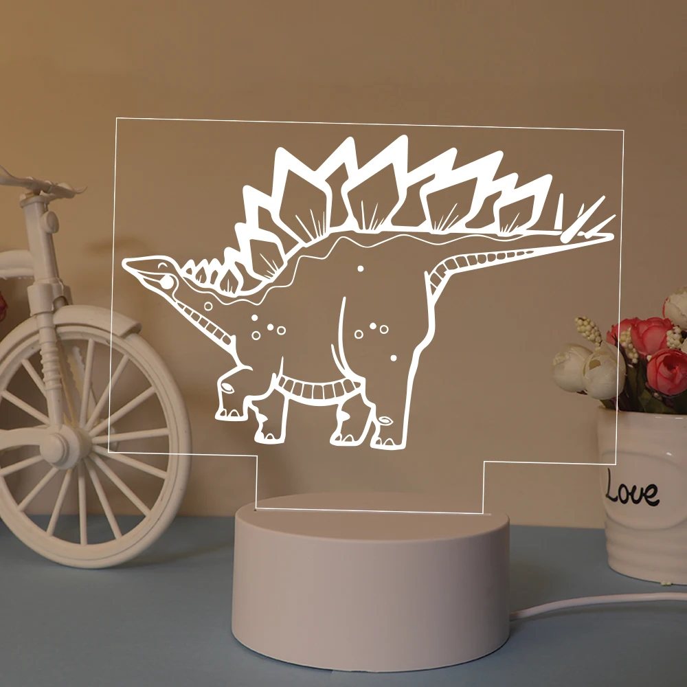 NEW dinosaur Children Bedroom Decor 3D Lamp Usb Powered & Battery Operated Optical Illusion Table Lamp With Remote Control