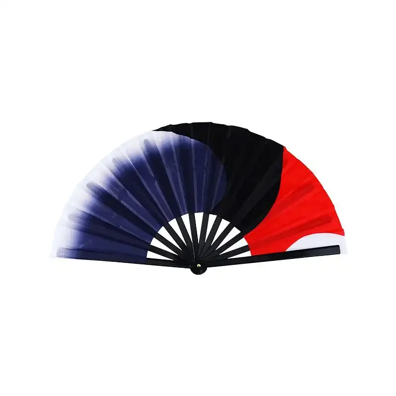 Single Side Tai Chi Kung Fu Fan Double Sided Dance Performance Fitness Martial Arts Fan National Style Three Color Folding Fan