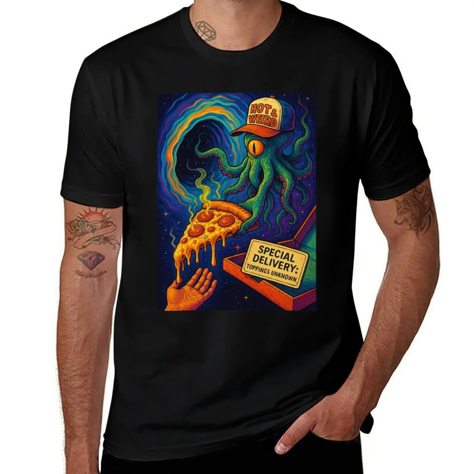 

Special Delivery - Interdimensional Pizza Chaos T-Shirt Vintage Print Crew Neck Tee