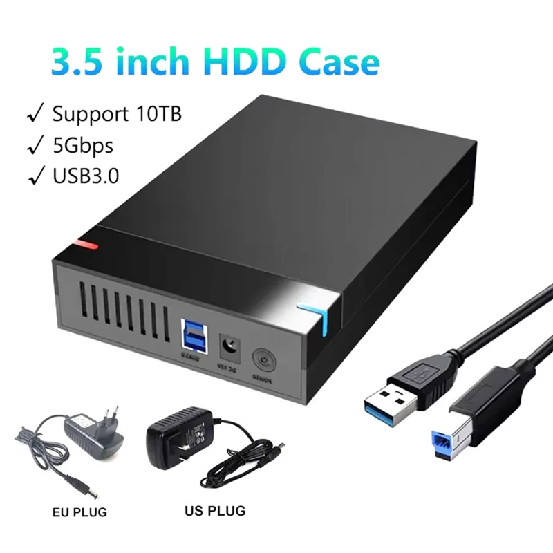 AEE7-3.5 Inch SATA To USB 3.0 HDD Case - External Hard Drive Enclosure, Data Transfer,HDD Box For PC And Laptop