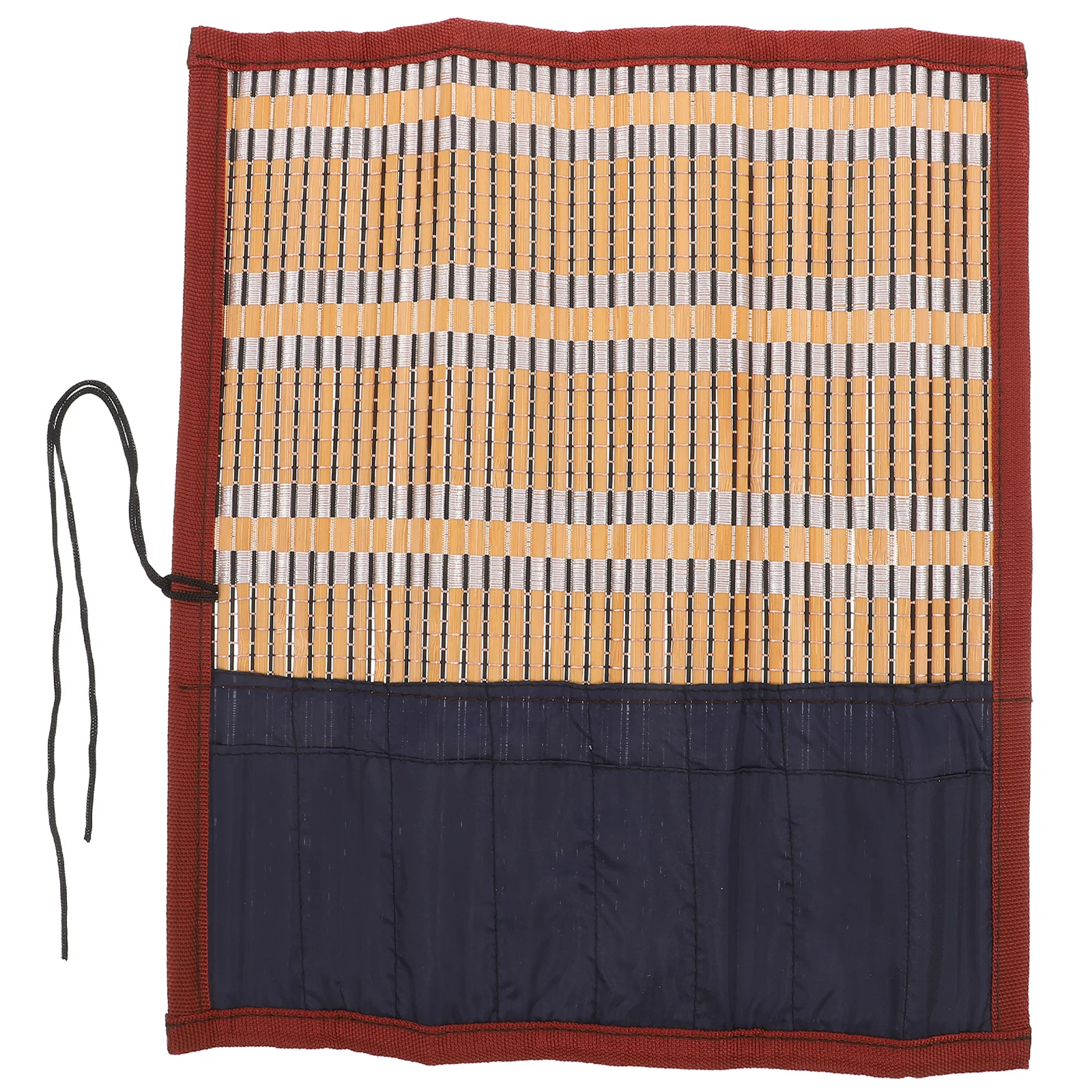 1 szt. Bambusowy organizer na pędzle do kaligrafii, zwijany futerał do przechowywania, 8 przegródek, przenośny, lekki, odporny na wilgoć, zwijany pokrowiec na ołówki.