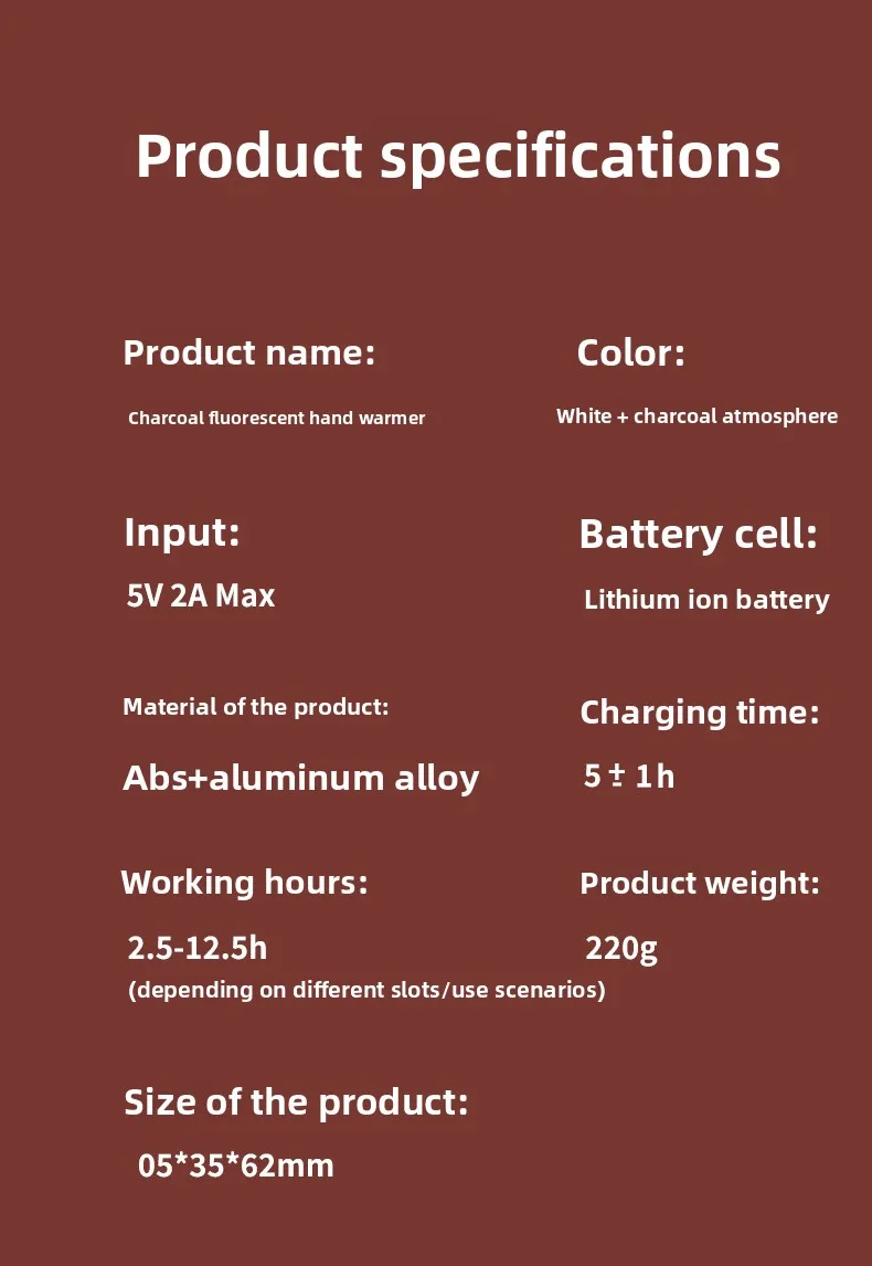 Flame hand warmer charging USB charging large capacity three-speed digital heating pad