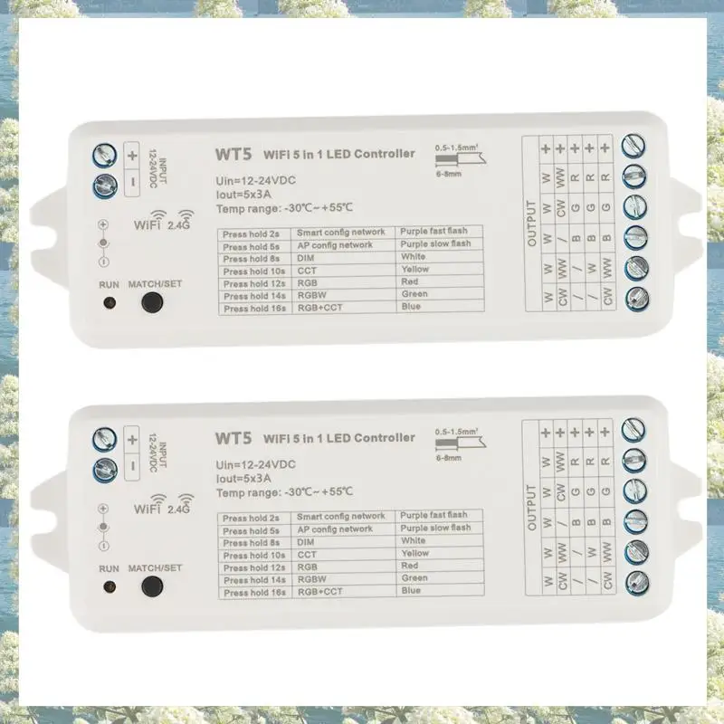 

Best Of 2025-2X Светодиодный контроллер Tuya 5 в 1, диммер CCT RGB RGBW RGBWW RGBCCT Strip Smart Life Wi-Fi 2,4G RF Пульт дистанционного управления 12-2