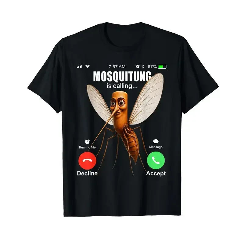 Mosquitoing Is Calling Meme Graphic T-Shirt, Funny Tung Sahur Phone Call Unisex Tee