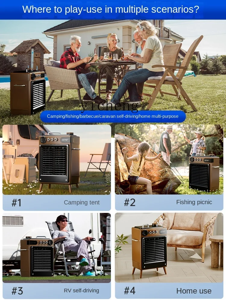 ZK Rechargeable Air Cooler Outdoor Camping Refrigeration Air Conditioner Fan Household Mute Air Cooler Fan