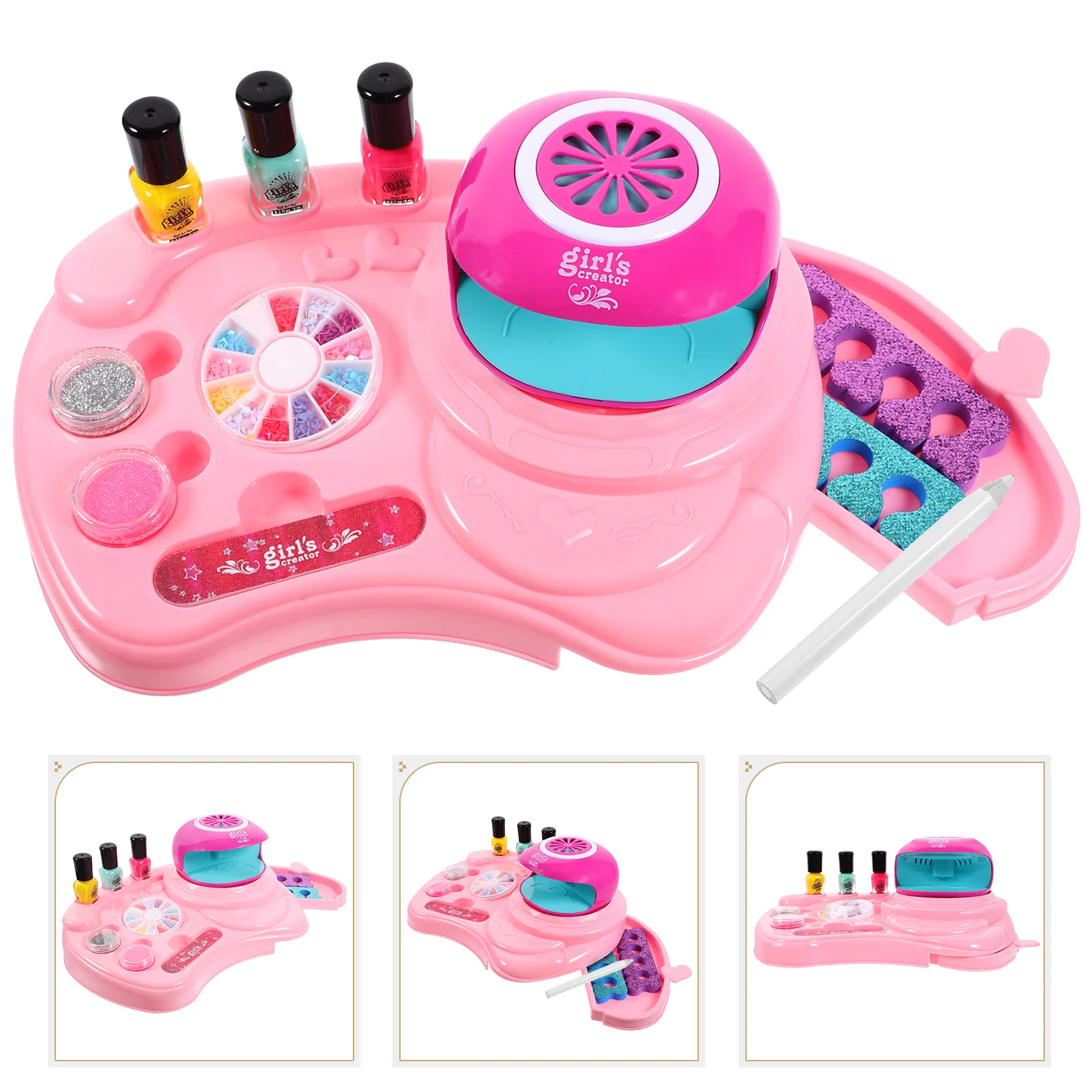 Conjunto de unhas kit de brinquedo para crianças separador de dedos secador engraçado maquiagem menina brinquedos